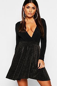 Boohoo Glitter Skater Skirt