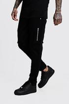 Boohoo Slim Fit Cargo Trousers With Velcro Cuff