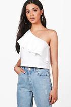 Boohoo Lola One Shoulder Ruffle Top
