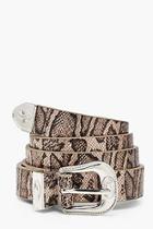 Boohoo Ava Faux Python Snake Western Belt