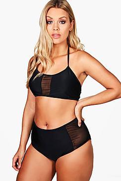 Boohoo Plus Amelia Mesh Insert Bikini