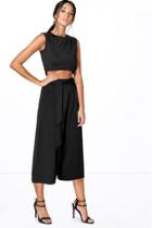 Boohoo Mia Tie Front Culotte & Boxy Top Co-ord Set Black