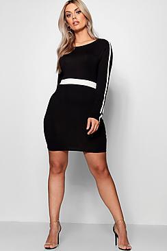 Boohoo Plus Lydia Jersey Contrast Sport Bodycon Dress