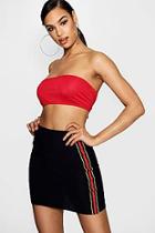 Boohoo Maya Sports Stripe Front Mini Skirt