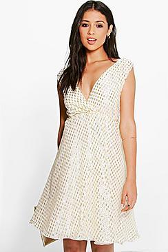 Boohoo Boutique Angie Metallic Print Prom Dress