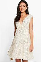 Boohoo Boutique Angie Metallic Print Prom Dress