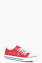 Boohoo Paige Embroidered Lace Up Trainer