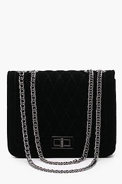 Boohoo Haley Suedette Quilted Cross Body Bag
