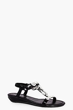 Boohoo Jessica Embellished T Bar Sandal
