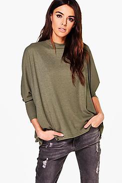 Boohoo Maisie Oversized Batwing Rib Tee
