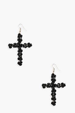 Boohoo Sally Statement Rose Cross Earrings