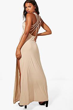 Boohoo Kat Strappy Back Slinky Maxi Dress