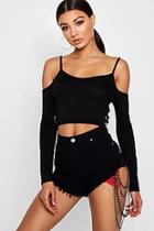 Boohoo Kate Ring Detail Cold Shoulder Crop