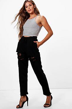 Boohoo Amelia Slashed Front Lace Insert Joggers