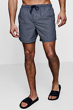 Boohoo Navy Printed Swim Shorts