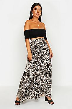 Boohoo Petite Floor Sweeping Animal Print Maxi Skirt