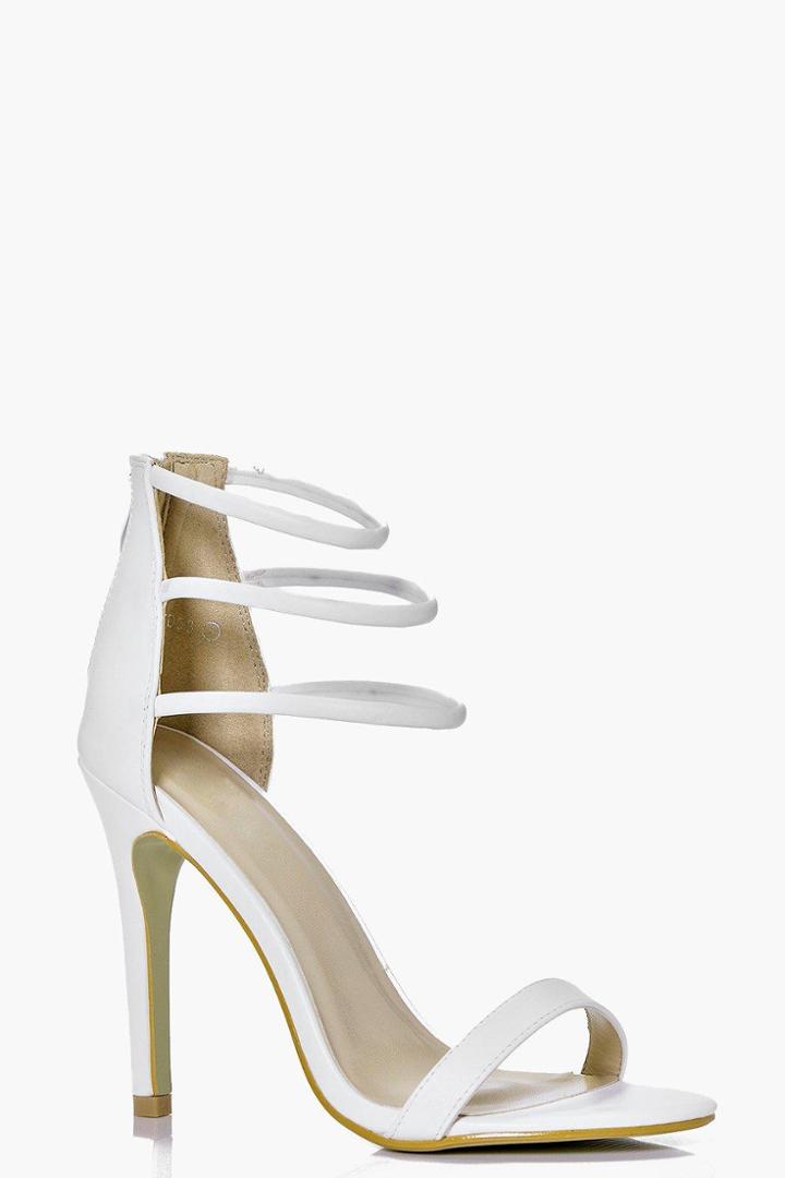 Boohoo Georgia Three Ankle Band Heels White