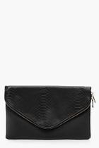 Boohoo Lucy Faux Snake Fold Over Clutch Bag
