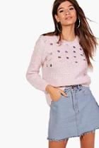 Boohoo Cara Beaded Hairy Jumper