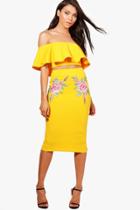 Boohoo Petite Anna Embroidered Crop And Midi Skirt Co-ord Freesia