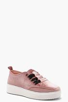 Boohoo Velvet Lace Up Trainers