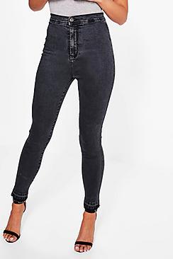 Boohoo Lara Let-down Hem Tube Jeans