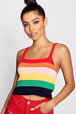 Boohoo Jade Rainbow Knitted Vest