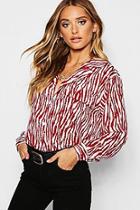 Boohoo Zebra Print Pocket Detail Shirt