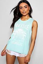 Boohoo Burn Out Vest With Front Print
