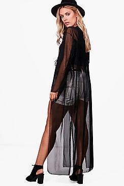 Boohoo Plus Lola Tassle Back Kimono
