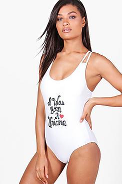 Boohoo Miami I Was Born A Unicorn Swimsuit