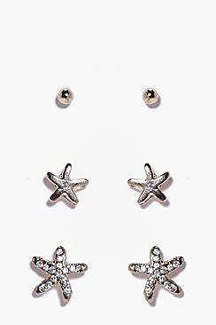 Boohoo Lexi Starfish 3 Earring Set