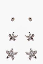 Boohoo Lexi Starfish 3 Earring Set