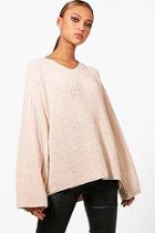Boohoo Sadie Chenille Wide Sleeve V Neck Jumper
