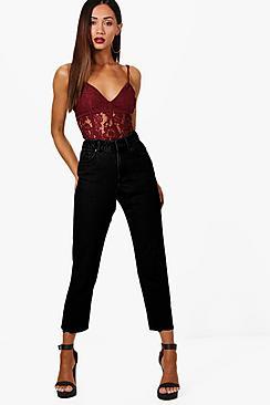 Boohoo Petite Straight Leg Frayed Hem Jeans