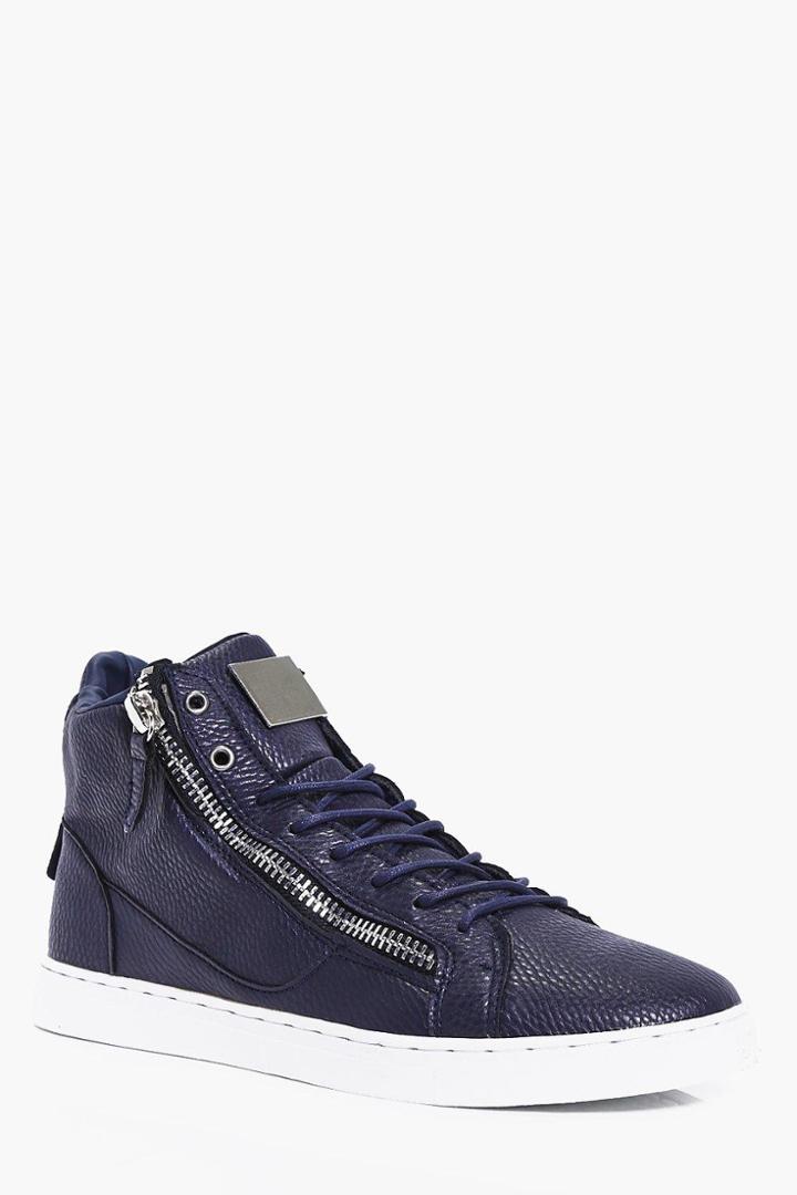 Boohoo Zip Detail High Tops Navy