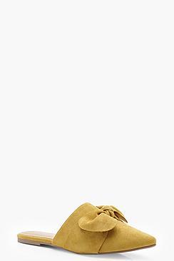 Boohoo Poppy Bow Front Mule Loafers