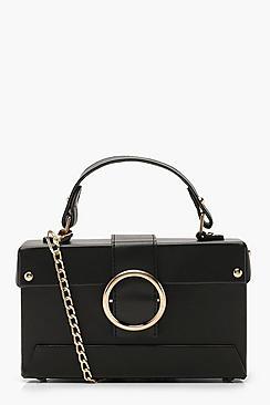 Boohoo Ring Detail Structured Box Cross Body Bag