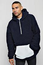 Boohoo Oversized Borg Hoodie With Contrast Panel