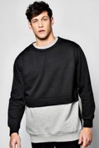 Boohoo Oversized Contrast Zip Sweatshirt Black