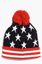 Boohoo Stars And Stripes Bobble Hat Red