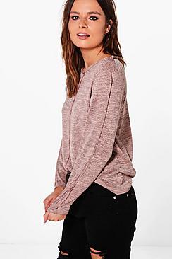 Boohoo Lydia Raw Edge Long Sleeve Top