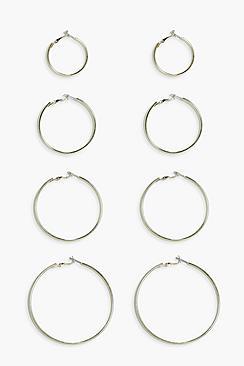 Boohoo Sophia Mixed Size Simple Hoop Earring Set