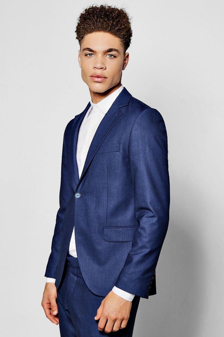 Boohoo Super Skinny Fit Suit Blazer Blue