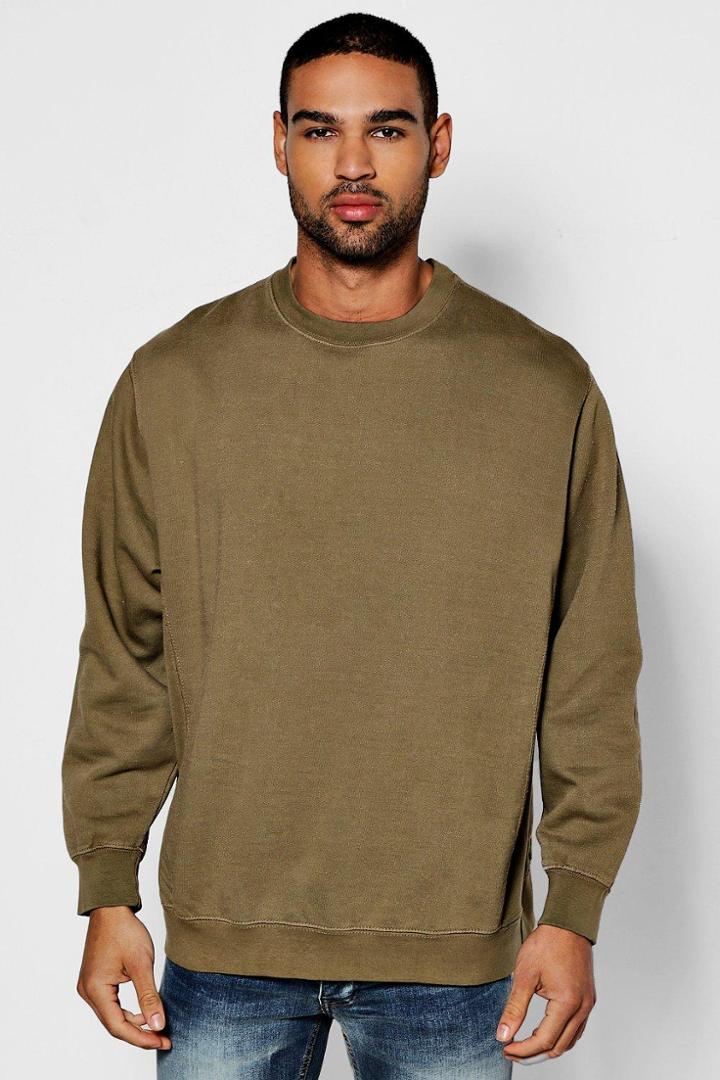 Boohoo Oversized Enzyme Washed Sweater Khaki