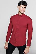 Boohoo Long Sleeve Cotton Shirt In Muscle Fit