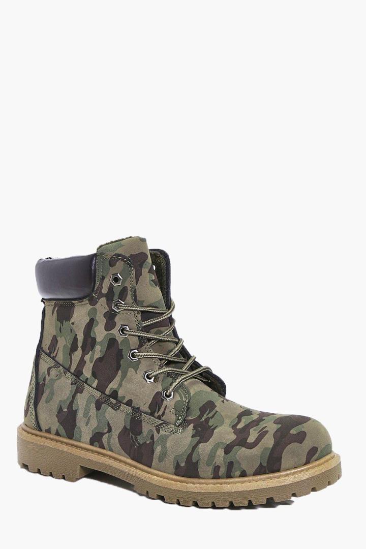 Boohoo Worker Boots Camo