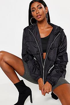 Boohoo Double Pocket Hooded Sports Jacket