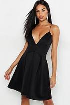 Boohoo Tall Plunge Front Skater Dress