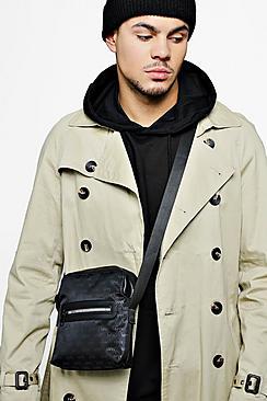 Boohoo Mono Man Repeat Faux Leather Cross Body Bag